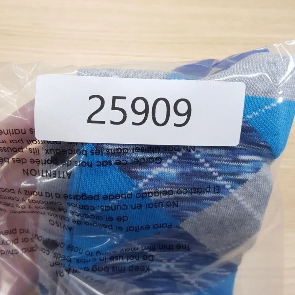 BLOOMINGDALES MENS STORE Crew Socks Sz 10-13 Blue Gray Argyle Diamond Dot Italy